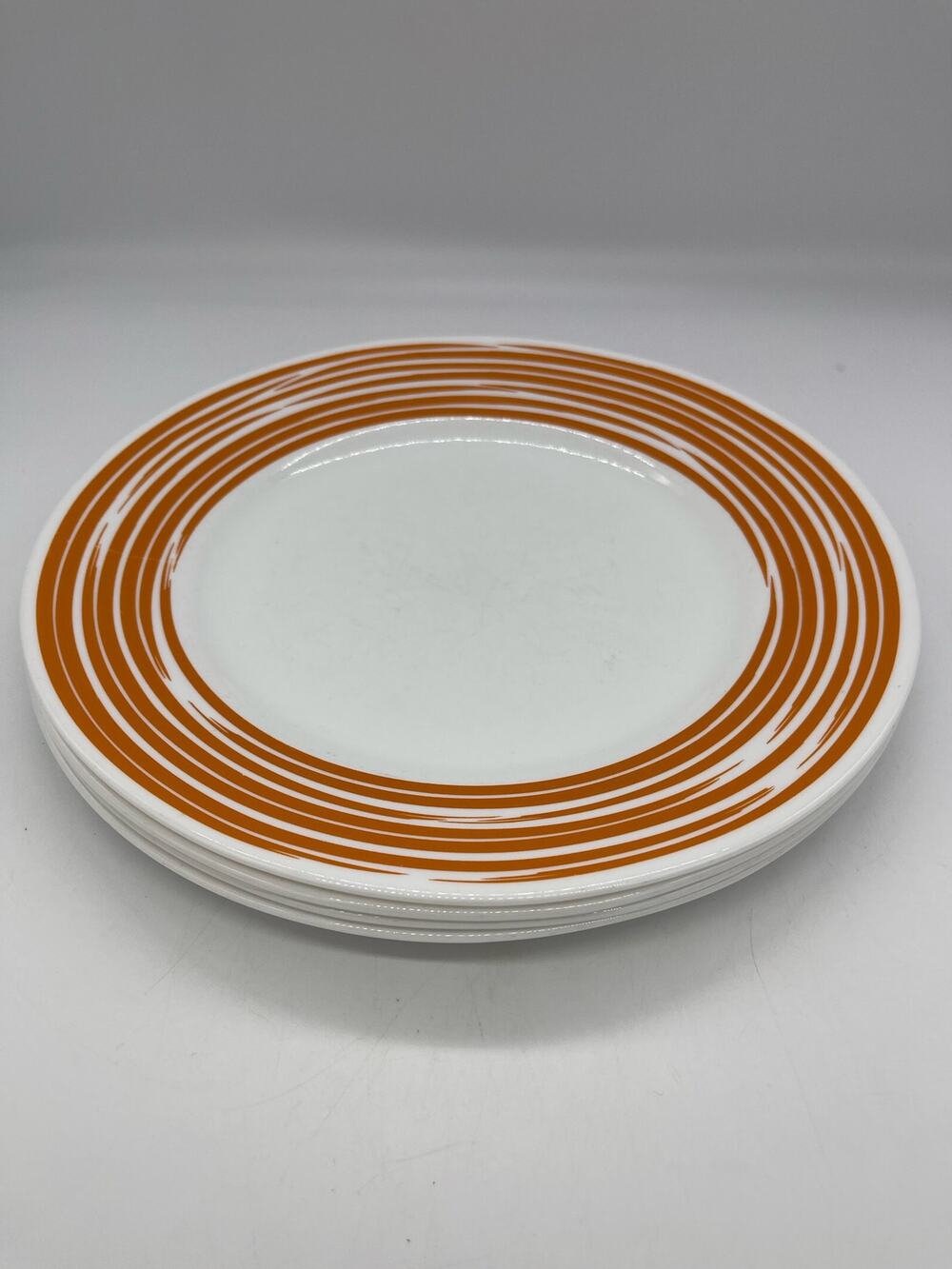 Rare Corelle Vitrelle Orange Swirl Set of 4 Dinner Plates 10.75" USA